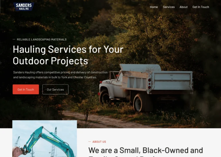 Sanders Hauling Website Hero