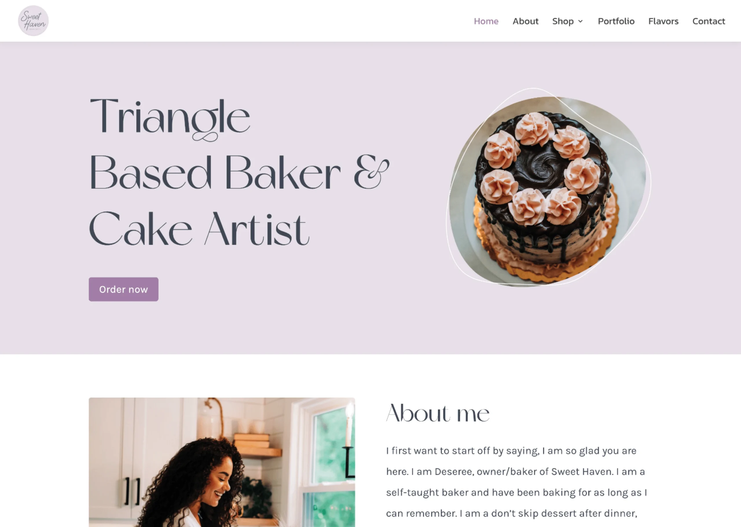 Sweet Haven Bakery website hero